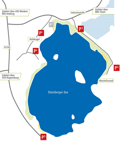 Bild vergrößern: Übersicht öffentliche Parkplätze am Steinberger See 2023